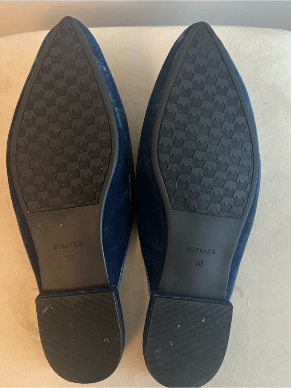 Birdies The Swan Mule Blue Velvet Pointed-Toe Mules with Crystal Embellishment - Picture 8 of 8